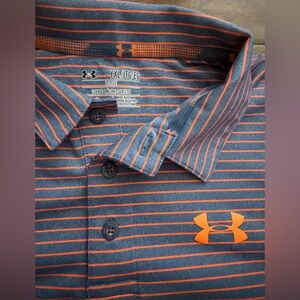Under Armour Boys HeatGear Loose Fit Polo Shirt S/S YXL Heather Navy/Orange